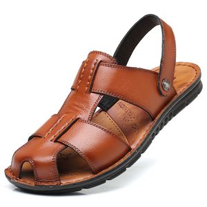Sandales en cuir hommes sandales de plage en plein air homme sandales 2019 chaussures de marque d'été hommes chaussures de course hommes zapatillas hombre casual sepatu pria