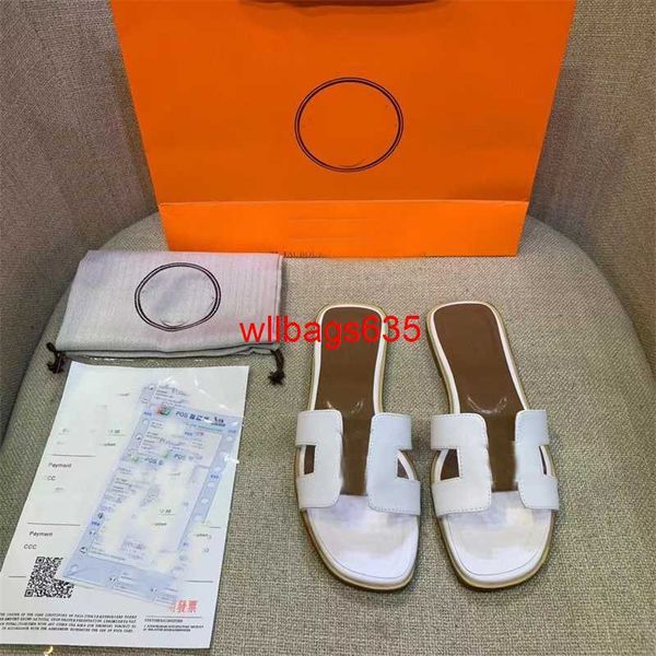 Sandales en cuir Oran Slippers pour femmes Palm imprimer des pantoufles à fond plat Version à fond plate de Dagaoyang Lot de chaussures confortables Logo SJG7