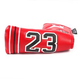 Cuir Shabier Red # 23 Strong Magnetic Closure Golf Golf Putter Head Cover 240523