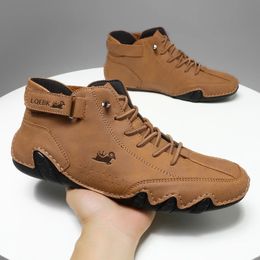 Chaussures en cuir pour hommes baskets décontractées imperméables moto bottines marque italienne hommes chaussures de luxe mocassins de haute qualité 240109