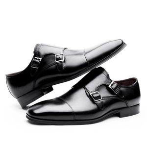 Chaussures en cuir pour hommes Chaussures habillées de bureau de mariage à la main Monk Strap Chaussures formelles Hommes Casual Chaussures en cuir Y200420