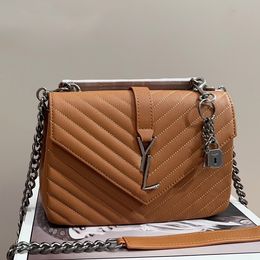 Bolso de hombro de cuero para mujer, bolso de cadena mediana para universidad de diseñador, bolso cruzado, bolso de mano, billetera