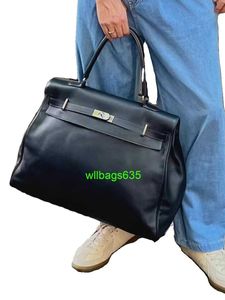 Sac à bandoulière en cuir grand sac ky sac extra grand sac 50 cm une épaule grande sac pour femmes Business Trips sac à main sac de bagages à la main le lisur a le logo hb5rv6