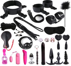 Éponge en cuir BDSM Bondage Restrictions Set Adulte SM Jeu Esclave Paddle Cordes Anal Vibrateur Plug Sex Toys pour Adultes Couples Y2004213123655