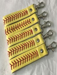 Accessoires de sport en cuir Keychain Keychain Softball Baseball Sport Rope Collier Collier Collier pour carte d'identité Téléphone mobile 1098909