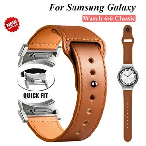 Bracelet en cuir pour Galaxy Watch 4 6 Classic 47mm 43mm 42mm 46mm 5 40mm 44mm, bracelet à ajustement rapide Pro 45mm 240104