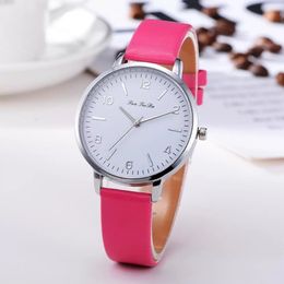 Lederen bandheren horloges 38 mm analoge polshorloges rond minimalistische kwarts witte cadeau mode pols horloges