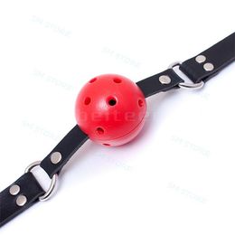 Bondage Bracelet en cuir Bouche ouverte Verrouillable Respirant Oral Plug Ball Restraint 854T