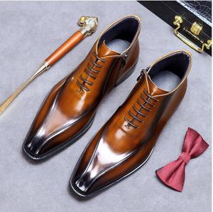 Style cuir véritable messieurs britannique Martin bottes mode haut hommes Western chaussures de démarrage grande taille 38-46 81