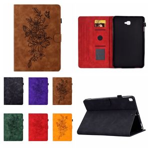 Leather Tablet Cases For Samsung Table Tab A8 2021 X200 X205 A7 Lite T220 T500 S8 S6 Lite Imprint Flower Butterfly Floral Credit ID Card Slot Holder Wallet Pouch Bags
