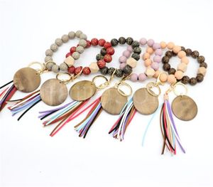 Bracelet en cuir Bracelet Key Chaînes en bois bracelet en bois bracelet bracelet sculpté des bandes de bracelet élastique charme dd888