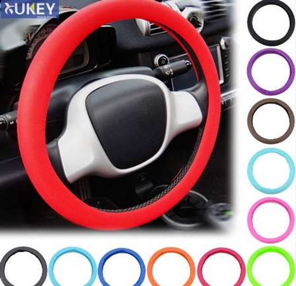 Textura de cuero Car Auto Silicona Volante Guante Cubierta Suave Multi Color Universal Piel Suave Silicona Volante Cubierta