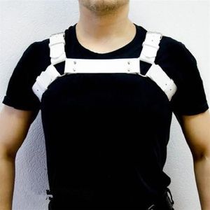 Cuir Tops Hommes Harnais Érotique Bondage Night Clubwear Gay Épaule Corps Poitrine Ceinture Musculaire Sangles Hombre Costumes Bras Sets2341