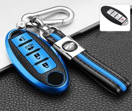 Leer TPU CAR 4Button Key Case Cover Keychain voor Infiniti Nissan Altima Maxima Murano Rogue Sentra 370Z Protector Accessories2309263