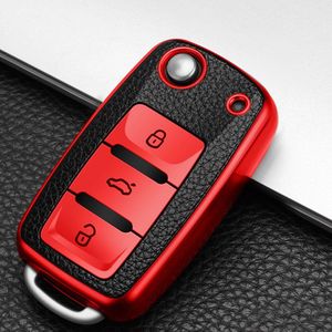 Etui clés en cuir TPU pour voiture, pour Volkswagen VW Polo Tiguan Passat Skoda