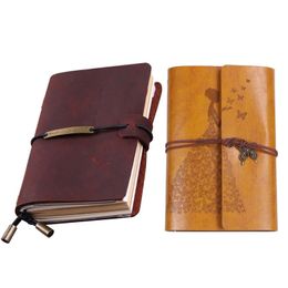 Lederen Travel Journal Notebook For Men Women 5.2 x 4 inch - Red Wine Refillable Notebook Journalsa6 Leather Bound Travel 240311