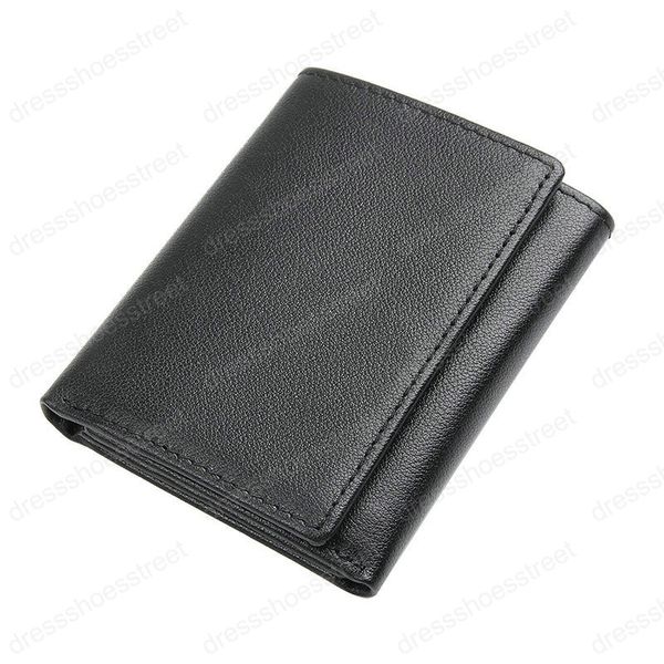 Portefeuilles à trois volets en cuir pour hommes, portefeuille mince fait à la main, porte-carte de crédit avec fenêtre d'identification