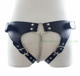 Cuir Sous-vêtements Pignert Brief Brief Fe Belt avec chaîne en acier pour femmes érotiques Toys Fétish Slave Games Costume Q05111639785
