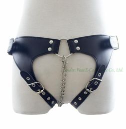 Cuir sous-vêtements Pignert Brief Brief Fe Belt avec chaîne en acier pour femmes érotiques Toys Fétish Slave Games Costume Q05114565676