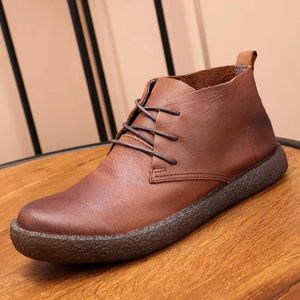 Cuero vintage 501 tobillo genuino primavera otoño tope zapatos casuales de grano completo botas de goma de fondo suave gz2258 231219 a