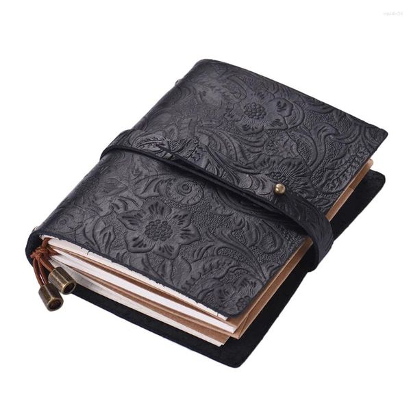 Cuir vintage Modèle en relief Journal de voyage Journal Notebook Blank Grid Paper Journal Rechargeable Blocage-notes pour hommes femmes