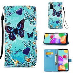 Lederen portemonnee kisten voor Samsung Galaxy A33 5G A53 Redmi Note 11 Pro 5G Xiaomi Mi 11t 11 Lite Fashion Cute Rose Panda Tiger Tower Flower Cartoon Butterfly Flip Covers