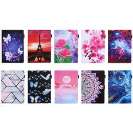 Lederen portemonnee kisten voor ipad pro air4 11 2 3 4 5 6 lucht 2 9.7''10.5 11 Mini Flower Butterfly Tower Marble Moon Star Sky Holder Cover