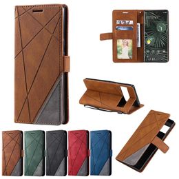 Estuches de billetera de cuero para Google PIXEL 7 PRO 6A 6 Redmi 11 Prime 4G A1 Plus Xiaomi 12T Pro 12 Lite Color de contraste Sensación de piel Geometría Ranura para tarjeta híbrida Titular Funda con tapa