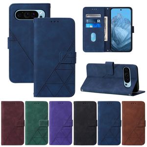 Étuis portefeuille en cuir pour Google Pixel 9 Pro Redmi A3 Note 13 4G 5G 13 Plus POCO X6 Pro K70E Fente pour carte d'identité Sensation de peau Impression Sensation de main Support de lignes d'affaires Pochette à rabat