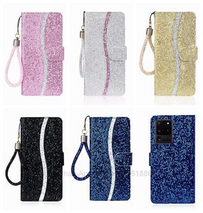 Étuis portefeuille en cuir pour Iphone 13 2021 Pro MAX Mini Phone13 12 5.4 6.1 6.7 Galaxy Note 20 Ultra A21S Bling Sparkle Sequin Deluxe Glitter