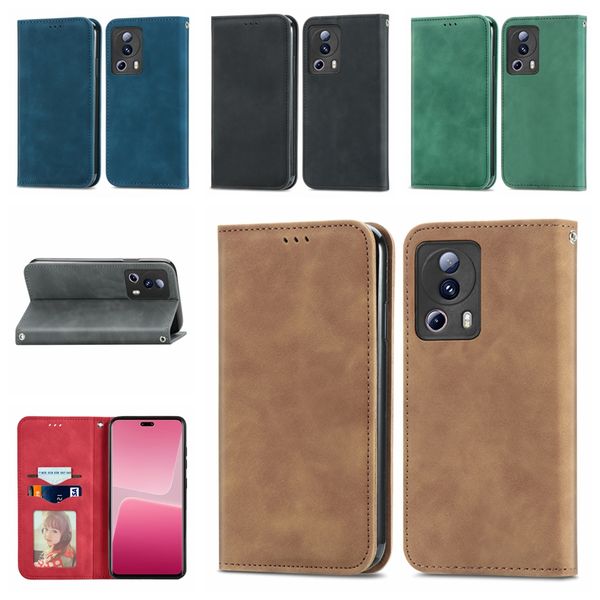 Estuches de billetera de cuero para One Plus N30 CE3 LITE 3 ACE 2V Xiaomi 13 Pro Lite Ultra POCO X5 Pro Titular de la sensación de la mano Funda con tapa Sensación de la piel Hombres Niñas Cierre magnético Suck Pouch