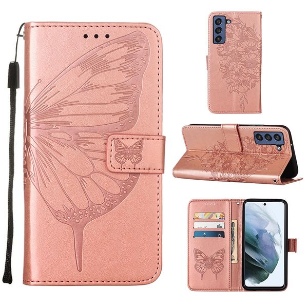 Étuis portefeuille en cuir pour Samsung Galaxy A82 A52 A72 A22 5G A32 4G A02 S21FE X cover 5 S21 PLUS MOTO G50 G10 G30 Edge S - G100 Butterfly ID Card Slot Flip Holder Purse Case