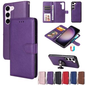 Verwijderbare afneembare lederen portemonnee kisten voor Samsung S23 Ultra Note 20 S22 iPhone 14 Plus 13 Pro Max 12 11 x xr 8 7 2in1 Magnetische ID -kaartslot Flip Cover PU Pouch -band