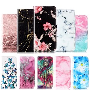 Étuis portefeuille en cuir pour Samsung S23 Ultra Plus A54 A34 A04E A33 A53 A73 A04S A04 A23 A14 5G Dreamcatcher Flower Butterfly Marble Rock Holder Flip Cover Animal Pouch