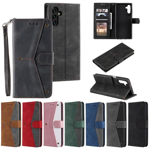 Cajas de billetera de cuero para Xiaomi 14 Pro 13 Ultra Redmi K70E K70 PRO 13C K60 Ultra Hybrid Oppo A38 A2 Contrast Color ID de color Hit Flip Feeling Hand Business BoCe