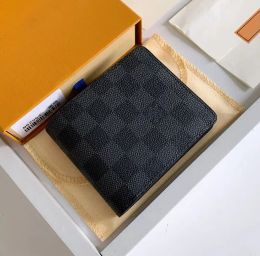 Cartera de cuero Carteras de diseñador de moda Bolso retro para hombres Titulares de tarjetas clásicas Monedero Famoso Cuadros de celosía Flor a cuadros Lujo