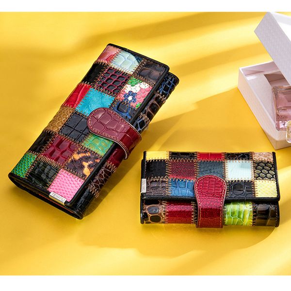 Portefeuille en cuir pour femmes portefeuille pour femmes en cuir coloré pochettes pour femmes véritable avec porte-cartes sacs à main pour femmes