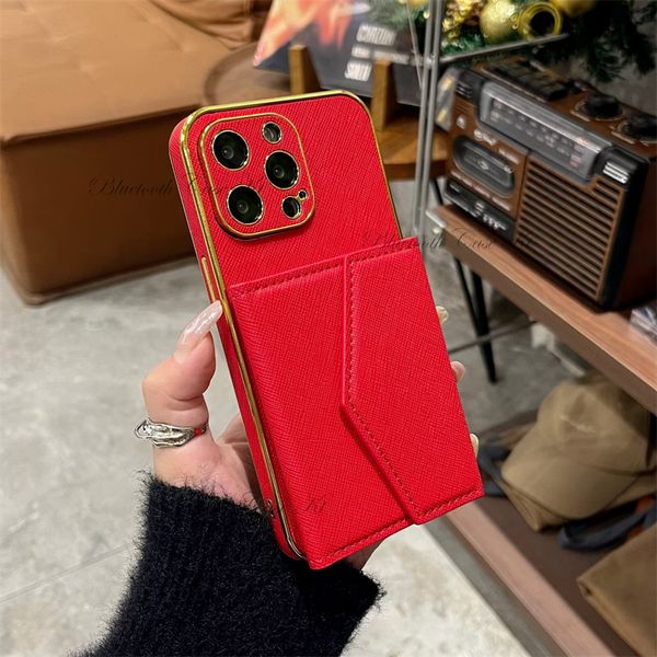 Funda de cuero para teléfono con billetera para iPhone 15Promax 14Plus 15Pro 13 15 12 Pro Max 14 mini 11 SE XS Max XR X 8/7/6/6S Plus Cubierta de la caja del teléfono con ranura para tarjeta con borde completo de galvanoplastia