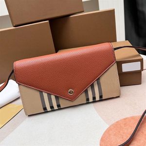 Lederen portemonnee vrouwen schoudertas geruite handtas flap messenger tassen mode geruite stiksels echte lederen munt portemonnee interna211p