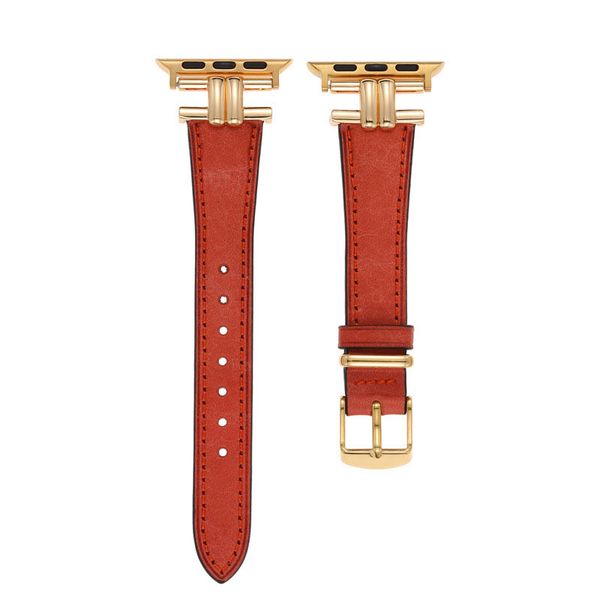 Bracelet de montre en cuir Conception de connecteur en métal à double courbure pour Apple Watch 49mm 40mm 44mm 45mm 41mm 38mm 42mm Bracelets à boucle de ceinture iwatch Series 8 7 6 5 4 3 Bracelets de montre