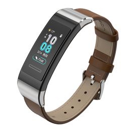 Sangle de montre en cuir pour bracelet intelligent Huawei 3 Band pour Huawei Band 4 Pro authentine Leather Band pour Huawei 3 Pro Band Pulsera