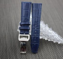 Bracelets de montre en cuir bracelet de montre bleu avec barre à ressort pour IWC 6106035