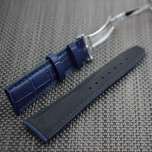 Bracelets de montre en cuir bracelet de montre bleu avec barre à ressort pour IWC 265U