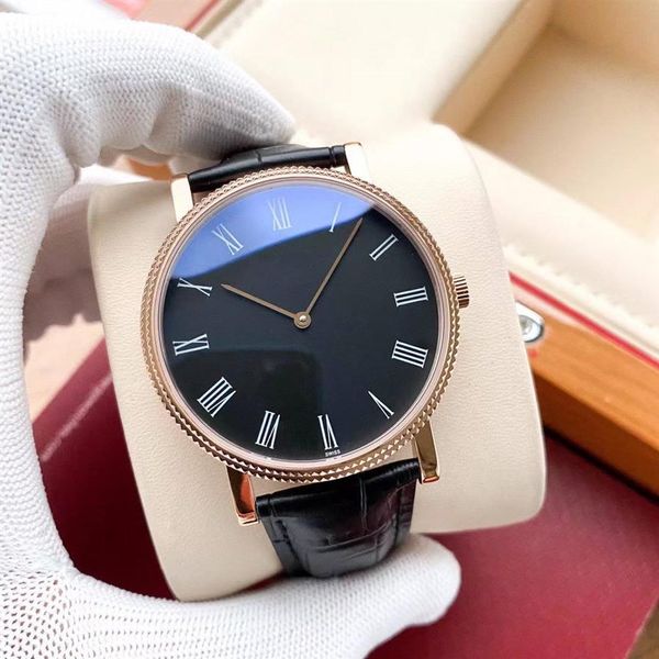 Relojes de cuero para hombre, reloj mecánico automático, lujoso, resistente al agua, ultrafino, esfera grande, clásico, business249v