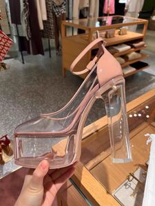 lederen dames damesjurk super cm hoge hak schoenen platform pompen patent transparant polyurethaan bott aad