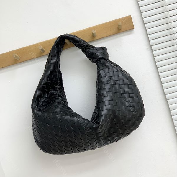 Sac à main en cuir avec nœud pour femme, tissage classique polyvalent, sac à bandoulière sous les bras, Hobo, grande capacité, idéal pour un cadeau, sélection multicolore minimaliste B5989, noir