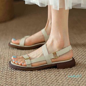 Lederen dames sandalen ontwerper zomerschoenen casual flats gladiator sandaal dames comfortabele slippers merk