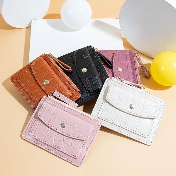 Cuir femmes portefeuilles mignon sac à main fermeture éclair porte-monnaie Mini pochette petit portefeuille multi-cartes Bit porte-carte