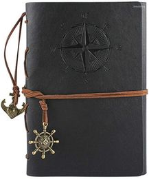 Cahier d'écriture en cuir Pages vierges et pendentifs rétro Vintage Nautical Spiral Diary Sketchbook Travel Journals