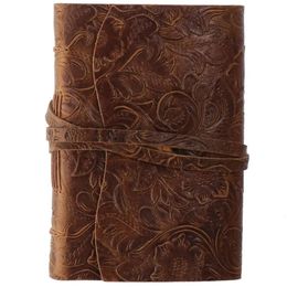 Carnet d'écriture en cuir, Pages Kraft, bloc-notes quotidien Vintage, 400 feuilles, relié en cuir, bureau, 240304